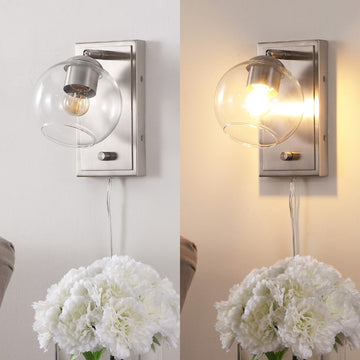Hugo 6" Minimalist Modern Plug-In or Hardwired Adjustable Iron LED Wall Sconce with Rotary Dimmer - JONATHAN Y